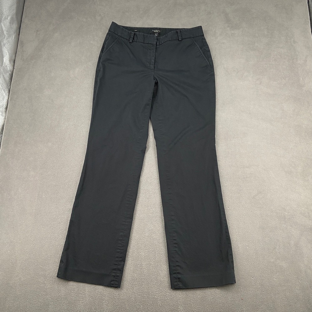Talbots Signature Black Straight Leg Trousers Womens 6 Cotton Blend Work Pants